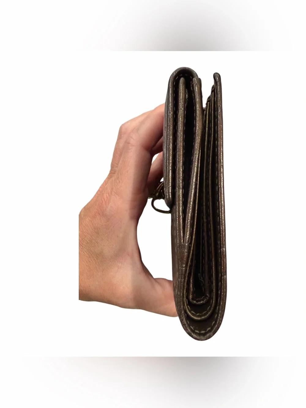 Gucci Bronze Metallic GG-Embossed Leather Wallet with Heart Charm